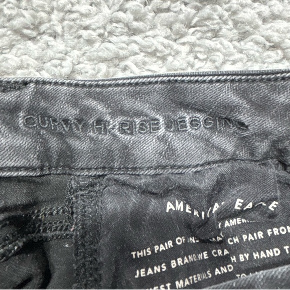 American Eagle Jeans Womens 4 Curvy Hi Rise Jegging Black Stretch Casual Party - Picture 3 of 6